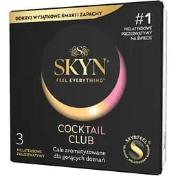 Презервативи Skyn Cocktail Club 3 шт, смаки Pina Colada, Cherry Sunrise та Passion Daiquiri