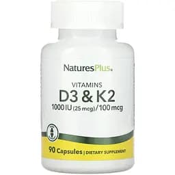 Витамин D3+ Витамин К2 NaturesPlus 90 капсул