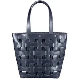 Шкіряна плетена жіноча сумка Пазл L синя Crazy Horse