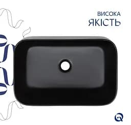 Раковина накладна Qtap Scorpio 550х390х120 мм, Matt Black, прямокутна, без донного клапана QT14112243MBN - мініатюра 3