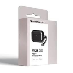 Чохол для навушників Apple AirPods Pro 3, чорний, Panzer, протиударний захисний кейс з TPU та полікарбонату, посилені стінки, захист від подряпин, пилу та ударів, легкий та компактний, з карабіном для кріплення, ArmorStandart (ARM88286) - мініатюра 2