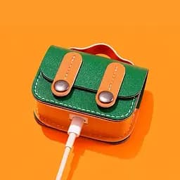 Шкіряний футляр Briefcase для навушників AirPods Pro Green / Orange - мініатюра 4