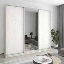 Шкаф-купе трехдверный MebelStar Комбо AL 2ДСП/Зеркало 260x60x240 см Аляска серый (MBS-2168)