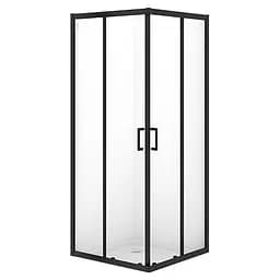 Душевая кабина Cersanit Brasco 80x80 см квадратная раздвижная прозрачное стекло на мелком поддоне black S601-228, прозрачная, черная