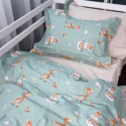 Наволочка MirSon Poplin Line Kids 02 Giraffe 60х60 см світло-зелена з бежевим (2200009711732) - мініатюра 3