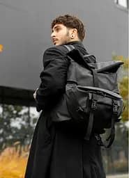 Чоловічий рюкзак рол Sambag RollTop Double чорний 41 х 27 х 18 см (24330001m) - мініатюра 3