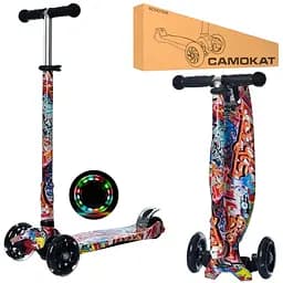 Самокат детский iTrike складной 27х13х62-84 см Разноцветный 000222655