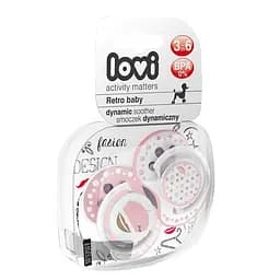 Пустушка силіконова динамічна Lovi Retro baby, 3-6 міс., 2 шт., рожевий (22/804girl) - мініатюра 2
