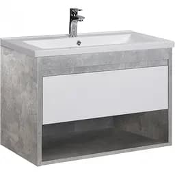 Тумба Мойдодир Oslo 80 Loft з умивальником Cosmo 80 бетон/Білий Сірий
