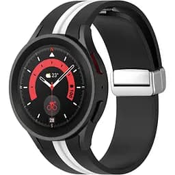 Браслет Cls-line для Samsung Galaxy Watch 5 - черно-белый ширина крепления 20мм силикон Watchbands (W15-9WB12317561)