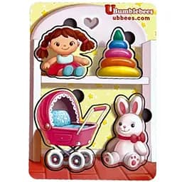 Деревянный пазл-вкладыш Игрушки-2 Ubumblebees (ПСФ117) PSF117 фон с подсказкой