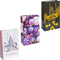 Пакет подарочный "Новый год" 3026 цветной 27 х 16 х 5см Микс