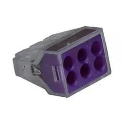 Клемма соединительная РЯДНАЯ на 6 отв.0,5-2.5мм/24А 2-х рядная фиолетовая CMK-106 (1/4000) ЕО
