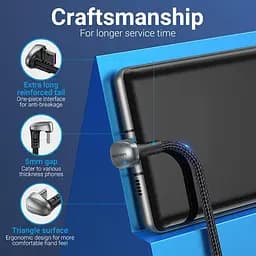 Кабель Vention USB 2.0 A Male to USB-C Male U-Shaped 5A Cable Aluminum Alloy Type 0.5m Black (COHHD) - мініатюра 2