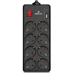 Мережевий фільтр живлення REAL-EL RS-PROTECT 805 1.8m, black (EL122300042)