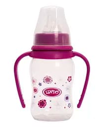 Пляшечка для годування Lindo, вигнута з ручками, 125 мл, фіолетовий (Li 146 фиол)