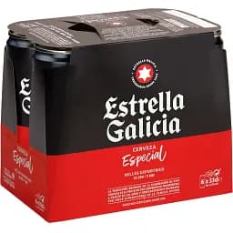 Упаковка пива Estrella Galicia Especial світле 5.5% 1.98 л (0.33 л з/б х 6 шт.)