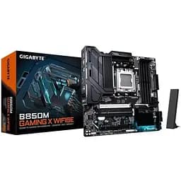 Материнська плата AM5 Gigabyte B850M GAMING X WIFI6E, B850, 4xDDR5, Int.Video (CPU), 4xSATA3, 2xM.2, 1xPCI-E 5.0 x16, 1xPCI-E 3.0 x16, Realtek 7.1, Realtek 2.5GbE, WiFi 6E, Bluetooth 5.3, 7xUSB 3.2 / 8xUSB 2.0, HDMI/2xDP, MicroATX