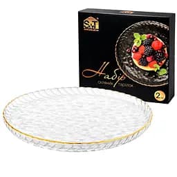 Блюдо для подачі S&T 26 см 2 шт. прозорий золотий кант (9296-1)