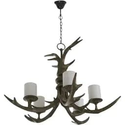 Люстра Brille Рога подвесная деревянная E27 60W BR (BKL-090S/5)