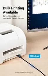 Кабель Vention 0.5м Type-C - USB Type-B 2.0 5V/2A 480 Мбіт/с USB-C на USB-B для Принтера Чорний (CQUBD) - мініатюра 5