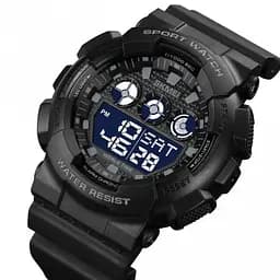 Тактические водостойкие кварцевые часы Skmei Stalker black