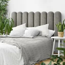 Стінова панель, з закругленим краєм, оксамитове узголів'я ліжка, сіра 30*100*4 см