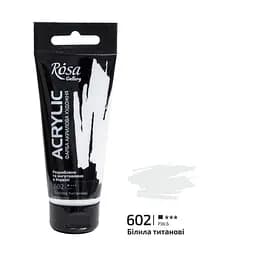 Фарба акрилова Білила титанові (602) 60 мл Rosa Gallery