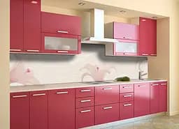 Кухонний фартух Невагомі Лілії вінілова наклейка ПВХ квіти Рожевий 65х250 см Happy Pocket Z180789 - мініатюра 3