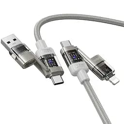 Дата кабель Hoco U151 Goldsmith 4in1 Type-C to USB/Type-C to Lightning 240W (1.2m) Gray - мініатюра 2