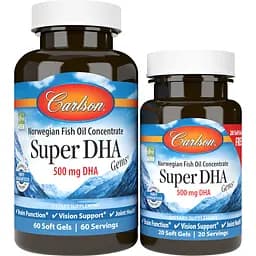 Жирные кислоты Carlson Labs Super DHA Gems 500 mg, 60+20 капсул