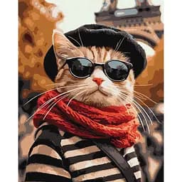 Картина по номерам "Пухнастик у Парижі" ©art_selena_ua KHO6705, 40х50 см