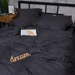 Комплект постільної білизни Moon&Star Satin Stripe Dark Serenity Сімейний 143х210х2 наволочки 2х50х70 - мініатюра 5