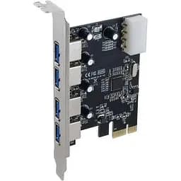 Плата расширения Dynamode PCI-E x1 4xUSB 3.0 чип NEC720201 питание Molex USB3.0-4-PCIE