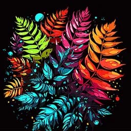 Набор для росписи по номерам Папоротник в цветочном аранжировании, на черном фоне, 40x40 см