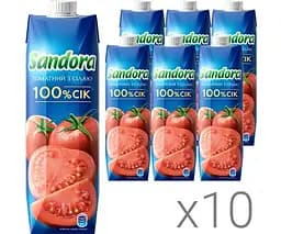 Sandora, Упаковка 10 шт. х 0,95 л, Сік натуральний Томатний Сандора, з сіллю