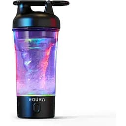 Шейкер EQURA E-Pulse, электрический миксер для протеиновых коктейлей объемом 750 мл со светодиодной подсветкой, 2 режима смешивания.