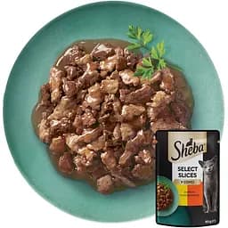 Вологий корм для котів Sheba, з куркою та яловичиною в соусі, 85 г - мініатюра 3