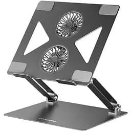 Охолоджуюча підставка для ноутбука до 15.6 дюймів OfficePro LS-121-G 2xfans Aloy Aluminum Gray