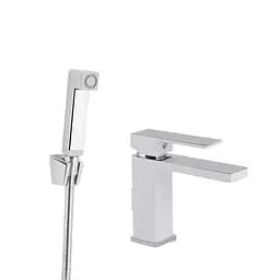 Змішувач з гігієнічною лійкою Qtap Gemini QTGEM272CRW45691 Chrome/White, Білий