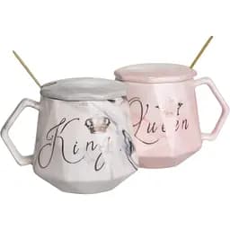 Парні чашки порцелянові King & Queen 400 мл з кришками FM-31