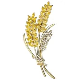 Брошь Колосья пшеницы два колоска брошь-булавка символ Украины желтая