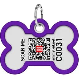 Адресник для собак і котів Waudog Smart ID з QR паспортом Градієнт фіолетовий 4х2.8 см - мініатюра 4