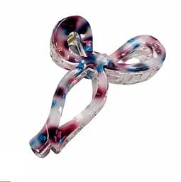 Заколка -крабик для волос Бантик 11 см прозрачный акрил с вкраплениями Фиолетовый