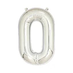 Шар воздушный фольгированный (102 см) Цифра 0 серебро