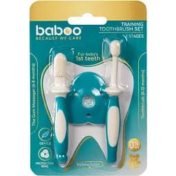 Набір зубних щіток Baboo з обмежувачем 6+ місяців синій (12-001)