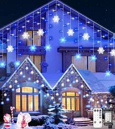 Уличная гирлянда Icicle Outdoor со снежинкой, 10,7M/35Ft 240LED Подключаемые Icicle Lights Waterproof, 8 режимов и 3 таймера