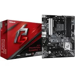 Материнская плата AM4 (B550) ASRock B550 Phantom Gaming 4, B550, 4xDDR4, CrossFireX, Int.Video(CPU), 6xSATA3, 2xM.2, 1xPCI-E 16x 4.0, 1xPCI-E 16x 3.0, 2xPCI-E 1x 3.0, 1xM.2 (Key E), ALC1200, RTL8111H, 8xUSB3.2/4xUSB2.0, HDMI, ATX