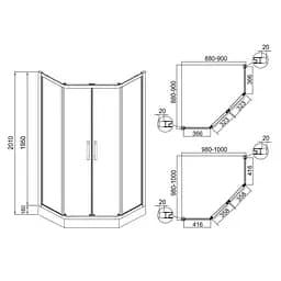 Душова кабіна Eger Iris 100x100 без піддону 599-143 / 1, Хром - мініатюра 2