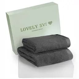 Набір 2 жакардові рушники в коробці Lovely Svi  70 х 140 см і 50 х 90 см Молочний Сірий (140226)